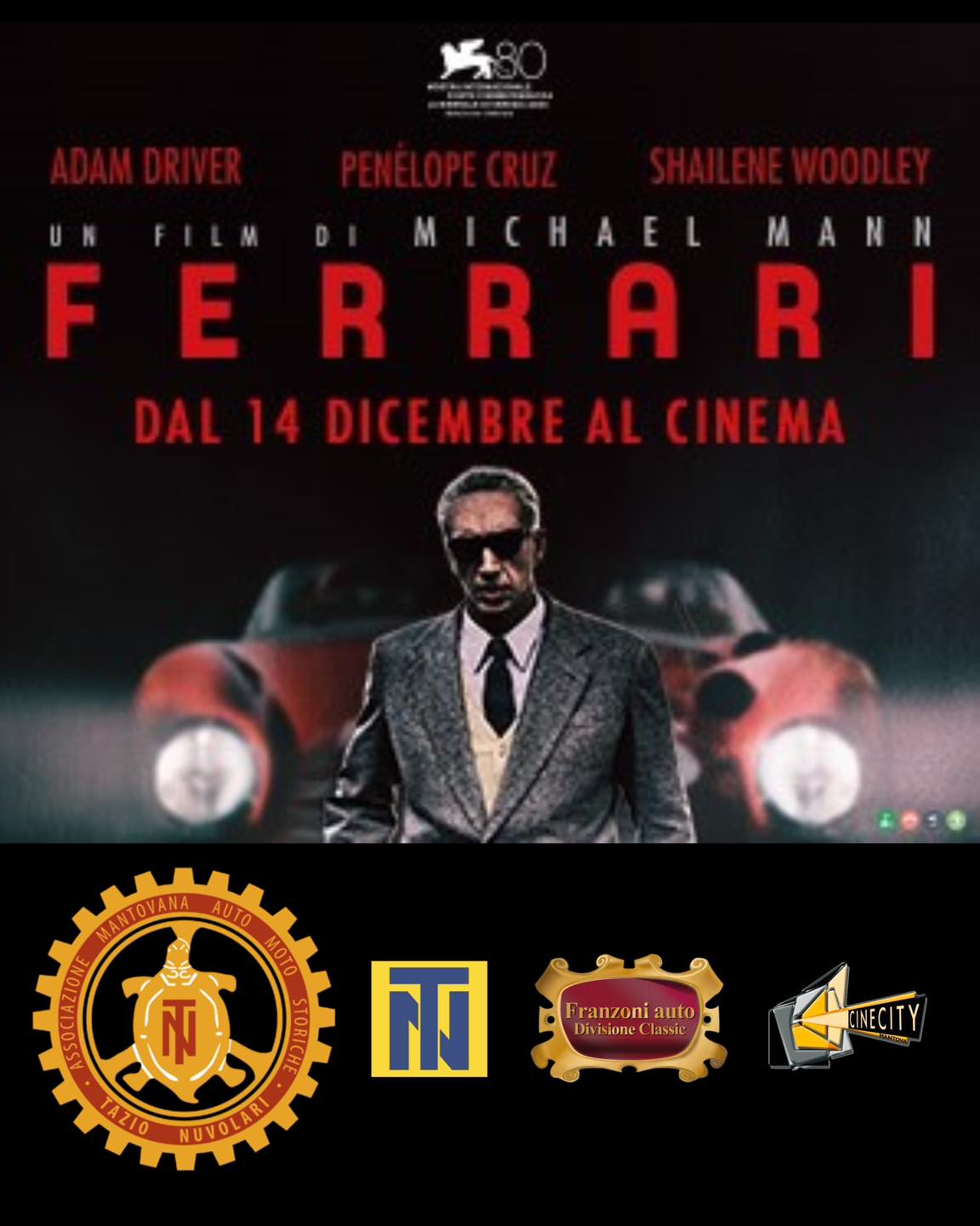 Ferrari, il nuovo poster del film con Adam Driver