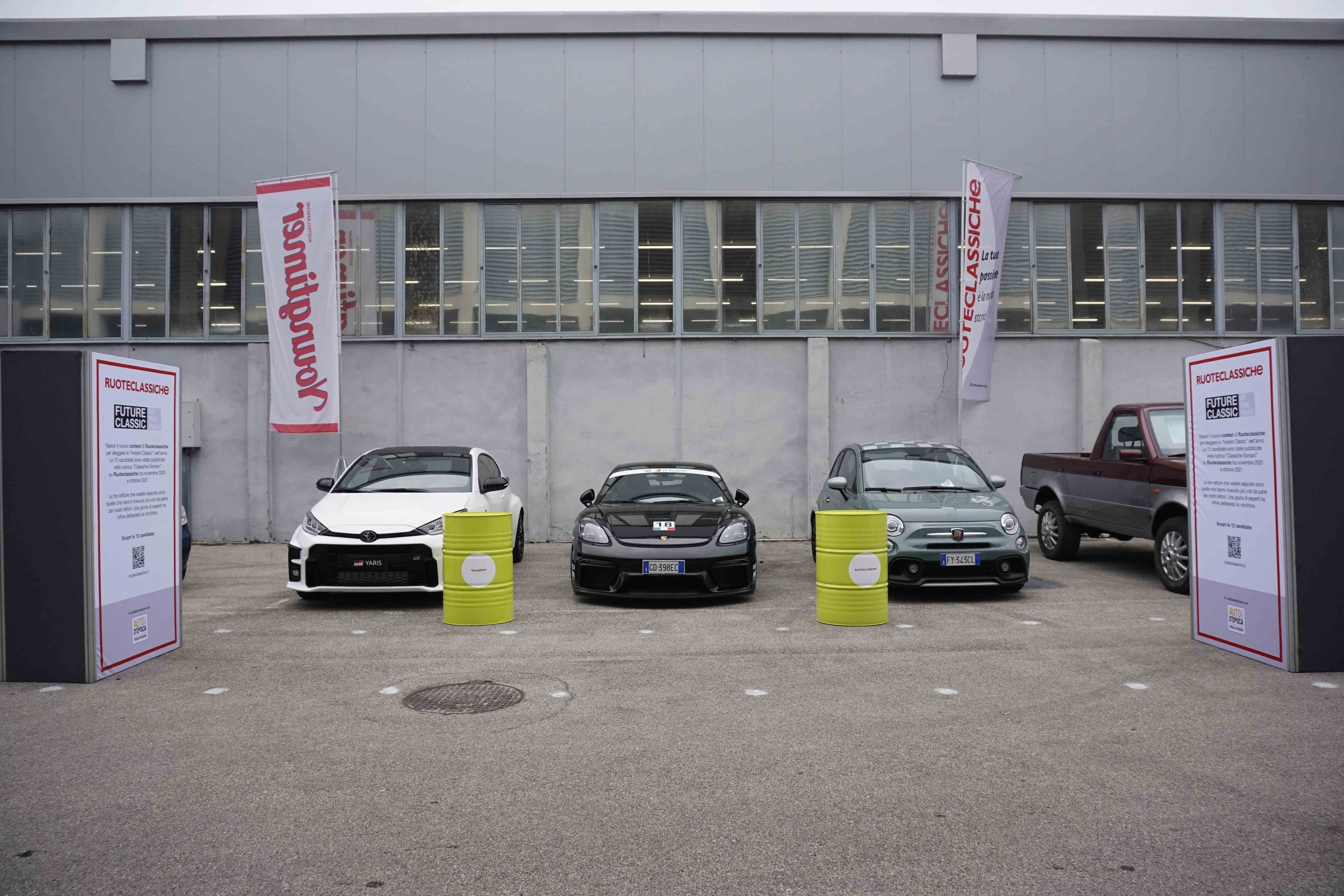 Le finaliste del contest Future Classic of the Year: Toyota Yaris GR, Porsche 718 Cayman GT4, Abarth 695 70° Anniversario