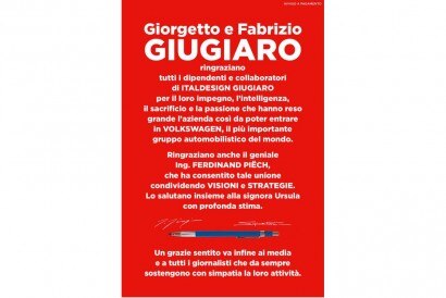 Giugiaro ringrazia tutti. Ma è polemica