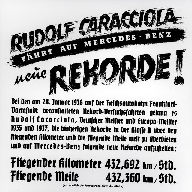 Il record di Caracciola, 432,7 km/h nel 1938