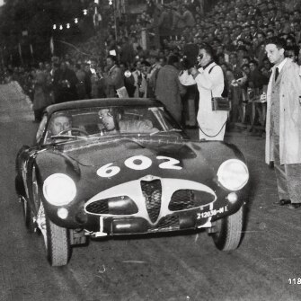 Alla Mille Miglia 1953, su Alfa Romeo 6C 3000 CM berlinetta Colli